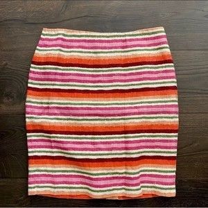 Talbots Orange/Pink, Striped Linen Skirt, Sz 4p